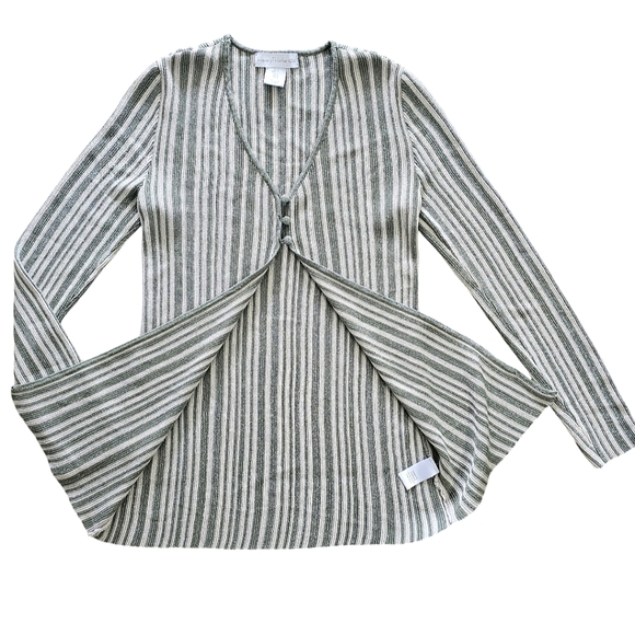 House of Harlow 1960 Sweaters - House of Harlow 1960 Revolve Y2K Metallic Green Striped Cardigan Fairy Small